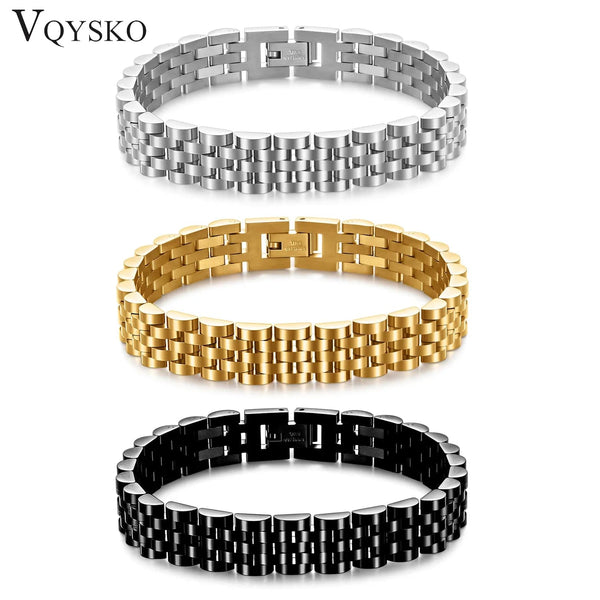 Planet Gates VQYSKO Trendy Minimalist Stainless Steel Gold Color Plated Watch Strap Bracelet for Women/Men Jewelry Gifts Couple Bracelet