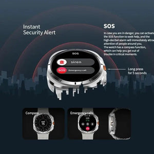 Planet Gates Vwar Watch 7 Ultra 47mm Smart Watch IP68 Waterproof Bluetooth Call Compass Smartwatch for Men Women 1.43" AMOLED Screen SpO2