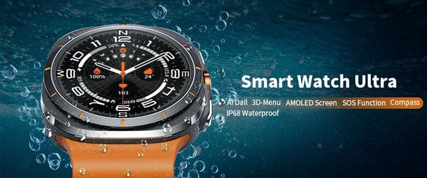 Planet Gates Vwar Watch 7 Ultra 47mm Smart Watch IP68 Waterproof Bluetooth Call Compass Smartwatch for Men Women 1.43" AMOLED Screen SpO2