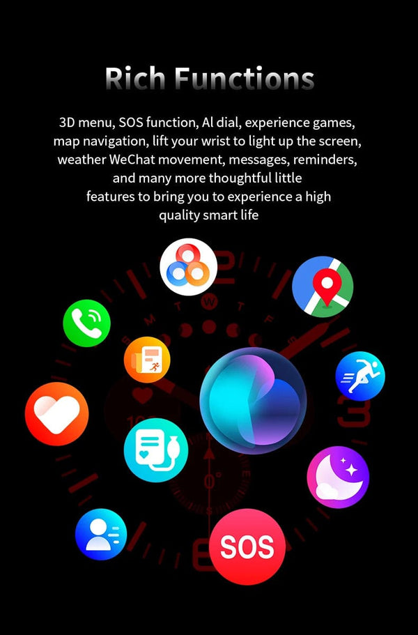 Planet Gates Vwar Watch 7 Ultra 47mm Smart Watch IP68 Waterproof Bluetooth Call Compass Smartwatch for Men Women 1.43" AMOLED Screen SpO2