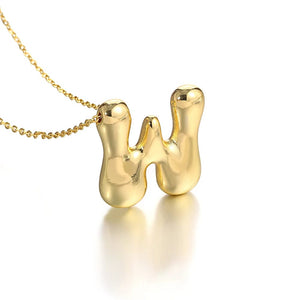 Planet Gates W Greatera Gold Color Chunky Balloon Bubble Initial Letter Pendant Choker Necklaces for Women Custom Personalized Jewelry