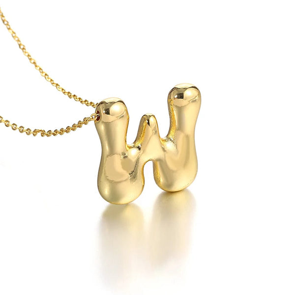 Planet Gates W Greatera Gold Color Chunky Balloon Bubble Initial Letter Pendant Choker Necklaces for Women Custom Personalized Jewelry