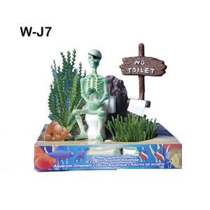 Planet Gates W-J7 / M Hot Aquarium Decoration Skeleton on Toilet Fish Tank Ornament Decor for Aquarium Tank WJ07