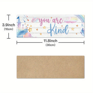 Planet Gates W057LS-0002151 4pcs Inspirational Quotes Wooden Sign, You Are Kind You Are Smart You Are Brave You Are Loved, Fairy Tale Princess Wall Art Decor For Home Nursery Room Children's Room Bedroom Kindergarten, 29.97x 9.91 Cm Gifts