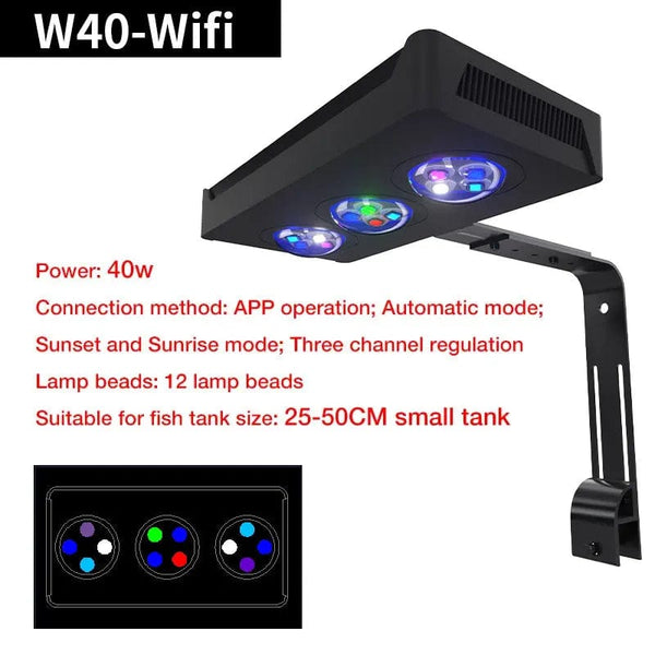 Planet Gates W40-WIFI Spectra Nano M029 Aquarium Light 30W/40W Saltwater Lighting With Touch Control For Coral Reef Fish Tank