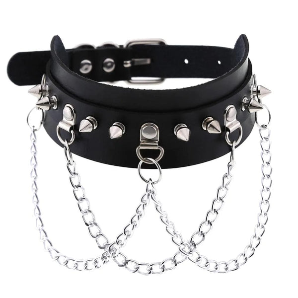 Planet Gates W4606-1 Trendy Punk Spike Rivet Leather Women Choker Bell Pentagram Harajuku Collar Necklaces Handmade Boho Gothic Girl Collier  Jewelry