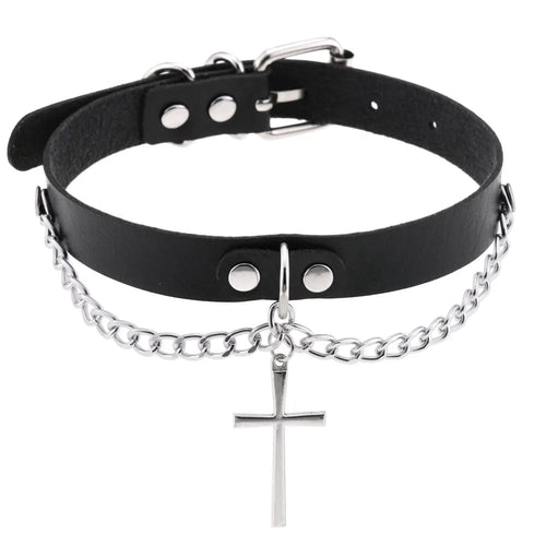 Planet Gates W4606-1 Trendy Punk Spike Rivet Leather Women Choker Bell Pentagram Harajuku Collar Necklaces Handmade Boho Gothic Girl Collier  Jewelry