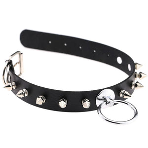 Planet Gates W4606-1 Trendy Punk Spike Rivet Leather Women Choker Bell Pentagram Harajuku Collar Necklaces Handmade Boho Gothic Girl Collier  Jewelry