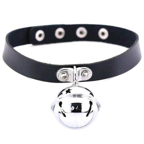 Planet Gates W4606-1 Trendy Punk Spike Rivet Leather Women Choker Bell Pentagram Harajuku Collar Necklaces Handmade Boho Gothic Girl Collier  Jewelry