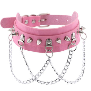 Planet Gates W4606-1 Trendy Punk Spike Rivet Leather Women Choker Bell Pentagram Harajuku Collar Necklaces Handmade Boho Gothic Girl Collier  Jewelry