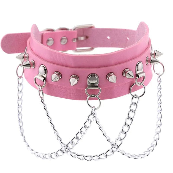 Planet Gates W4606-1 Trendy Punk Spike Rivet Leather Women Choker Bell Pentagram Harajuku Collar Necklaces Handmade Boho Gothic Girl Collier  Jewelry