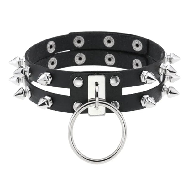 Planet Gates W4606-1 Trendy Punk Spike Rivet Leather Women Choker Bell Pentagram Harajuku Collar Necklaces Handmade Boho Gothic Girl Collier  Jewelry