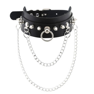 Planet Gates W4606-1 Trendy Punk Spike Rivet Leather Women Choker Bell Pentagram Harajuku Collar Necklaces Handmade Boho Gothic Girl Collier  Jewelry