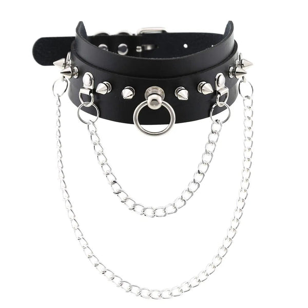 Planet Gates W4606-1 Trendy Punk Spike Rivet Leather Women Choker Bell Pentagram Harajuku Collar Necklaces Handmade Boho Gothic Girl Collier  Jewelry