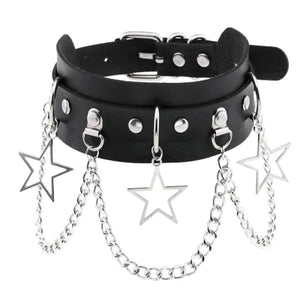Planet Gates W4606-1 Trendy Punk Spike Rivet Leather Women Choker Bell Pentagram Harajuku Collar Necklaces Handmade Boho Gothic Girl Collier  Jewelry