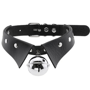 Planet Gates W4606-1 Trendy Punk Spike Rivet Leather Women Choker Bell Pentagram Harajuku Collar Necklaces Handmade Boho Gothic Girl Collier  Jewelry