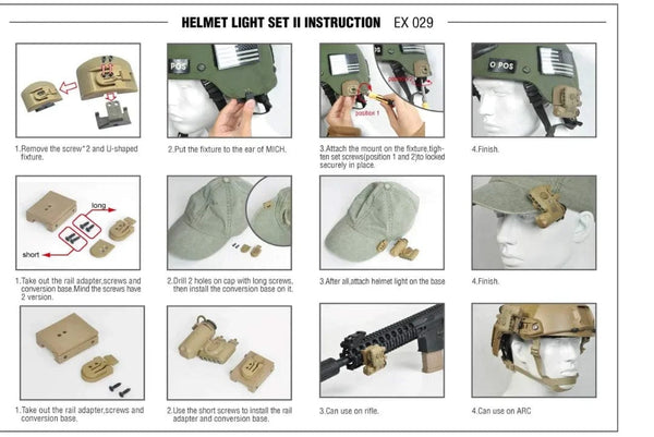 Planet Gates Wadsn Aisorft Helmet Flashlight GEN 2 Red White Light Helmets Tactical Scout Light GEN II Accessories for Outdoor