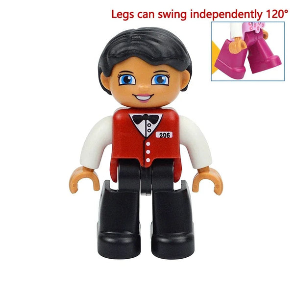 Planet Gates Waitress Figures Dolls Big Size Building Blocks Family Action Workers Doctor Police Farmer Compatible Large Bricks Duploes Kid Toys