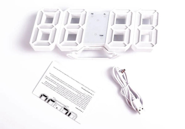 Planet Gates Wall Clock Digital Alarm Modern Kitchen Electronic Smart 3D USB Power Supply LED Time Date Temperature Display Desktop Bedroom