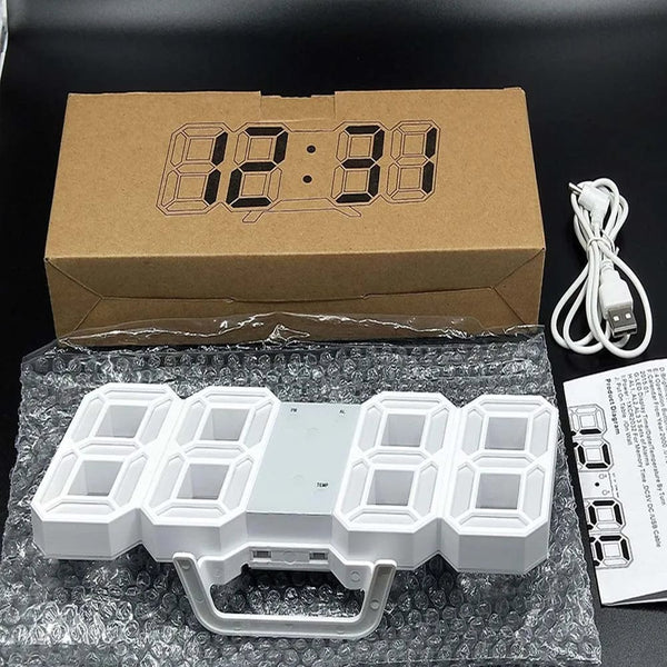 Planet Gates Wall Clock Digital Alarm Modern Kitchen Electronic Smart 3D USB Power Supply LED Time Date Temperature Display Desktop Bedroom