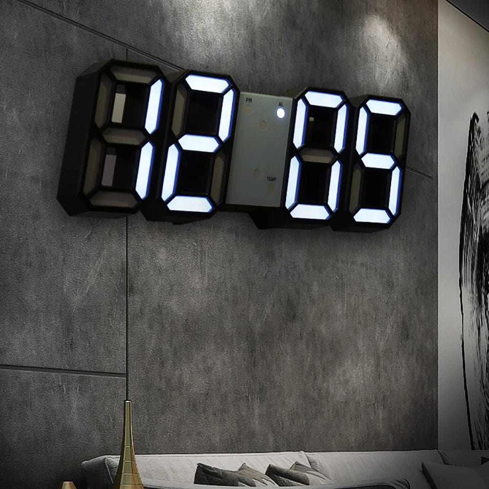 Planet Gates Wall Clock Digital Alarm Modern Kitchen Electronic Smart 3D USB Power Supply LED Time Date Temperature Display Desktop Bedroom