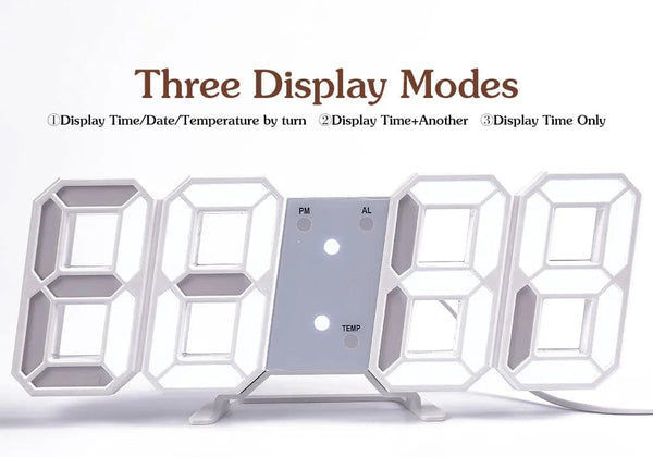 Planet Gates Wall Clock Digital Alarm Modern Kitchen Electronic Smart 3D USB Power Supply LED Time Date Temperature Display Desktop Bedroom