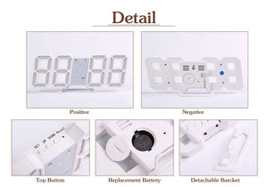 Planet Gates Wall Clock Digital Alarm Modern Kitchen Electronic Smart 3D USB Power Supply LED Time Date Temperature Display Desktop Bedroom