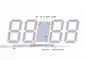 Planet Gates Wall Clock Digital Alarm Modern Kitchen Electronic Smart 3D USB Power Supply LED Time Date Temperature Display Desktop Bedroom