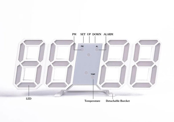 Planet Gates Wall Clock Digital Alarm Modern Kitchen Electronic Smart 3D USB Power Supply LED Time Date Temperature Display Desktop Bedroom