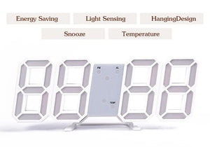 Planet Gates Wall Clock Digital Alarm Modern Kitchen Electronic Smart 3D USB Power Supply LED Time Date Temperature Display Desktop Bedroom
