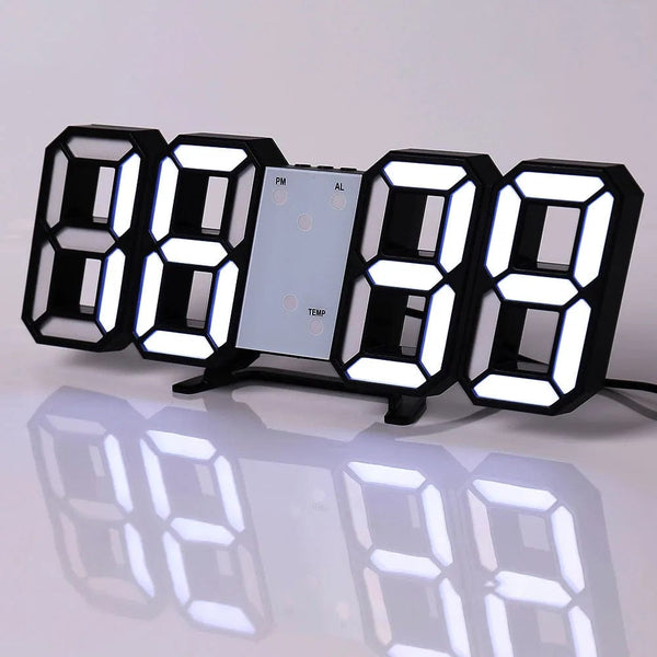 Planet Gates Wall Clock Digital Alarm Modern Kitchen Electronic Smart 3D USB Power Supply LED Time Date Temperature Display Desktop Bedroom
