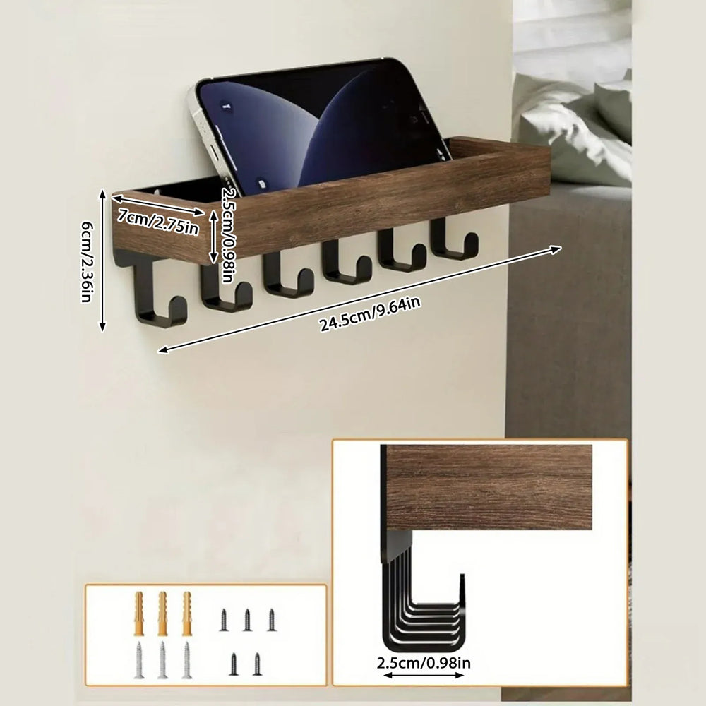 Planet Gates Wall Mounted Wooden Key Holder Hangers Multilayer Shelf Kitchen Bathroom Storage Organizer Modern Home Decor Display Rack