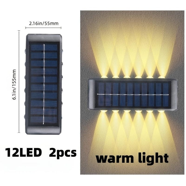 Planet Gates Warm Color-12LED / 2pcs 6 LED Solar Powered Up Wall Lamps, 2-piece Outdoor Wall Lamps Suitable For Home Use, Small External Lamps Waterproof Nordic Style Lighting Decoration Suitable For Home Garden Porch (white/warm White)