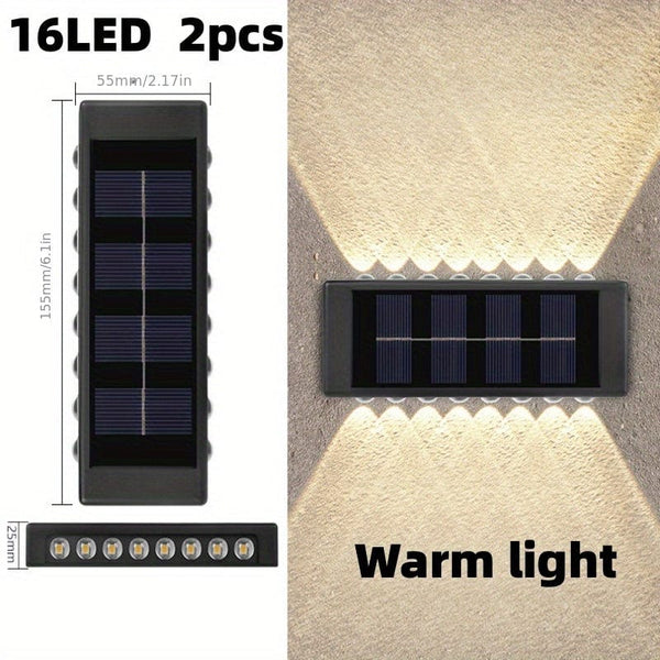 Planet Gates Warm Color-16LED / 2pcs 6 LED Solar Powered Up Wall Lamps, 2-piece Outdoor Wall Lamps Suitable For Home Use, Small External Lamps Waterproof Nordic Style Lighting Decoration Suitable For Home Garden Porch (white/warm White)