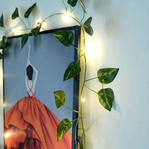 Planet Gates Warm Color / 2M/6.56Ft. 20LED 1pc, LED Green Leaf Fake Plants String Light (2m/78.74in 20 Led), New Year Decorations, Battery Powered-Not Included Batteries, For Wall House Room Decor, Office Decor, Birthday, Home Room, Bedroom Decor