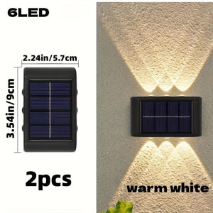 Planet Gates Warm Color / 2pcs 6 LED Solar Powered Up Wall Lamps, 2-piece Outdoor Wall Lamps Suitable For Home Use, Small External Lamps Waterproof Nordic Style Lighting Decoration Suitable For Home Garden Porch (white/warm White)