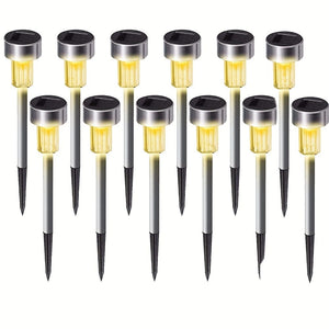 Planet Gates Warm Light / 12 Pcs 10 Packs Outdoor Solar Landscape Lawn Light, Waterproof Outdoor Lights, Solar Garden Lights, Solar Yard Lights, For Pathway, Patio, Yard, Lawn, Walkway, Deck And Driveway