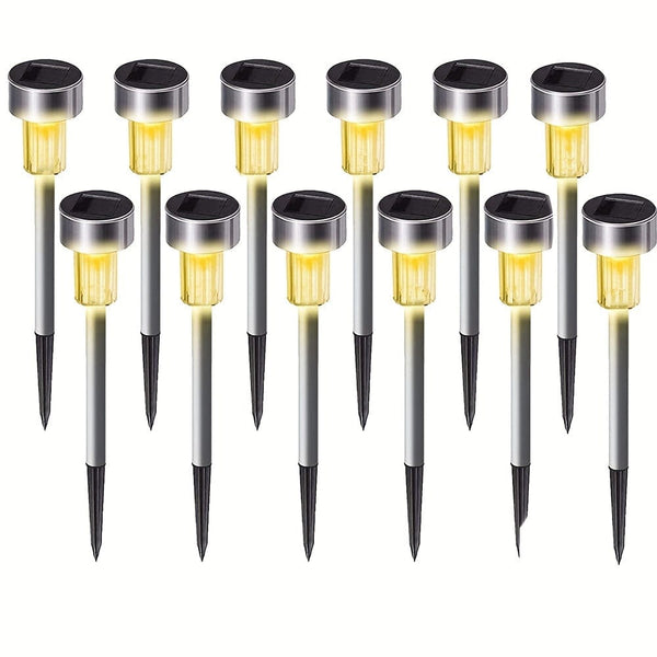 Planet Gates Warm Light / 12 Pcs 10 Packs Outdoor Solar Landscape Lawn Light, Waterproof Outdoor Lights, Solar Garden Lights, Solar Yard Lights, For Pathway, Patio, Yard, Lawn, Walkway, Deck And Driveway