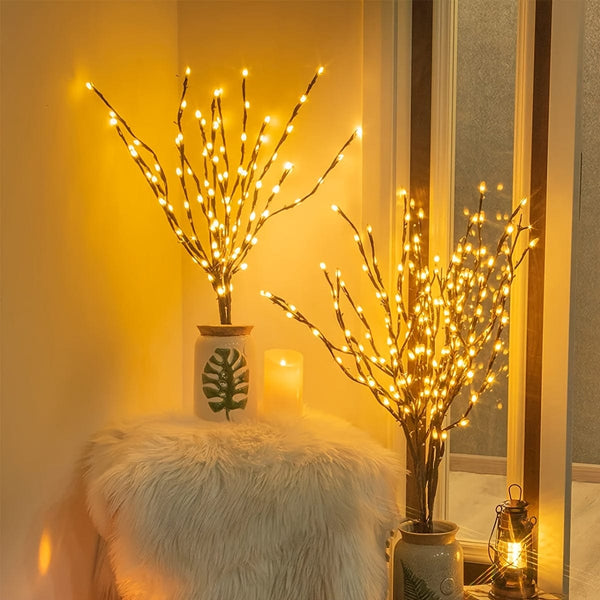Planet Gates Warm Light 1pc, 20 LED Branch Lights - Indoor Decoration Lighting for Weddings, Birthdays, and Christmas - Fairy Lights with Branch Design