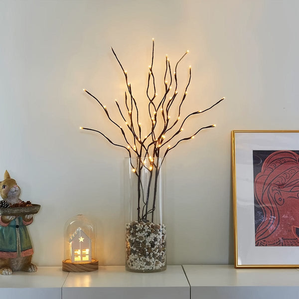 Planet Gates Warm Light 1pc, 20 LED Branch Lights - Indoor Decoration Lighting for Weddings, Birthdays, and Christmas - Fairy Lights with Branch Design