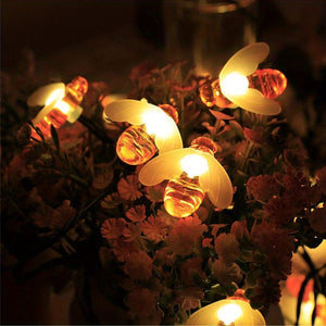 Planet Gates Warm Lights / 5M 20LED 1pack Solar Cute Honey Bee String Lights, Led String Fairy Light, 5M 20LED, Bee Outdoor Garden Fence Patio Christmas Garland Lights