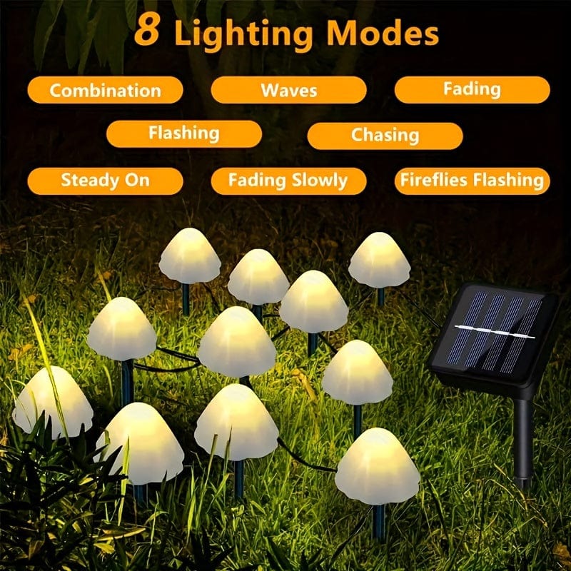Planet Gates Warm White / 10 Lights 1set Solar Small Mushroom 10 Lights, Waterproof Solar Patio Lights, Solar Fairy Lights, For Garden Yard Porch Wedding Party Decoration