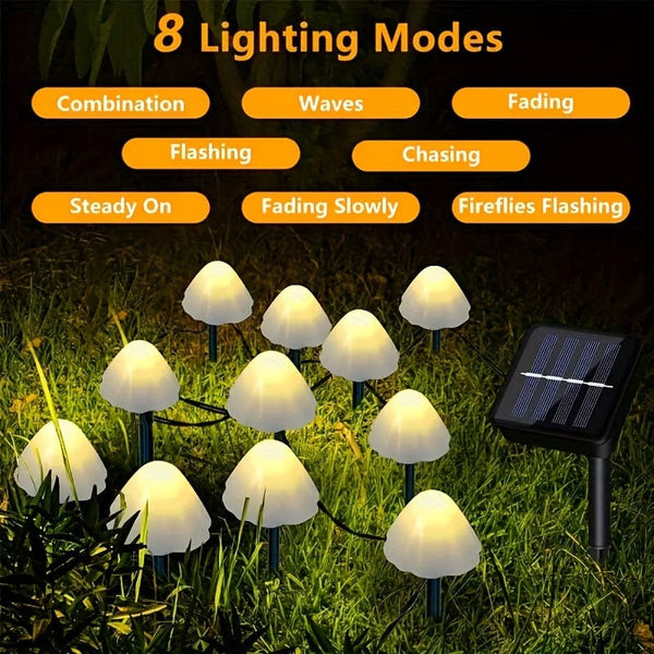 Planet Gates Warm White / 10 Lights 1set Solar Small Mushroom 10 Lights, Waterproof Solar Patio Lights, Solar Fairy Lights, For Garden Yard Porch Wedding Party Decoration