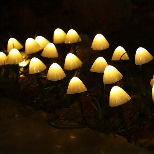 Planet Gates Warm White / 10 Lights 1set Solar Small Mushroom 10 Lights, Waterproof Solar Patio Lights, Solar Fairy Lights, For Garden Yard Porch Wedding Party Decoration