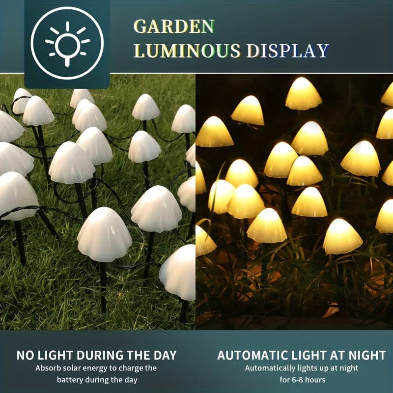 Planet Gates Warm White / 10 Lights 1set Solar Small Mushroom 10 Lights, Waterproof Solar Patio Lights, Solar Fairy Lights, For Garden Yard Porch Wedding Party Decoration