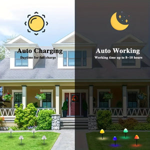 Planet Gates Warm White / 10 Lights 1set Solar Small Mushroom 10 Lights, Waterproof Solar Patio Lights, Solar Fairy Lights, For Garden Yard Porch Wedding Party Decoration