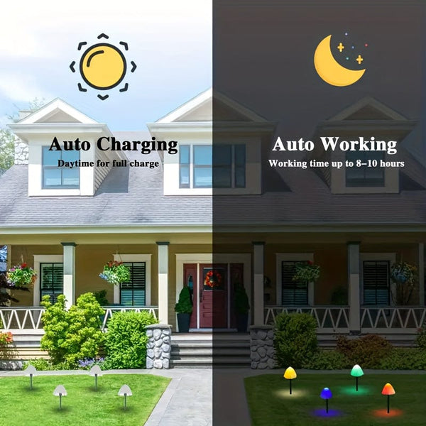 Planet Gates Warm White / 10 Lights 1set Solar Small Mushroom 10 Lights, Waterproof Solar Patio Lights, Solar Fairy Lights, For Garden Yard Porch Wedding Party Decoration