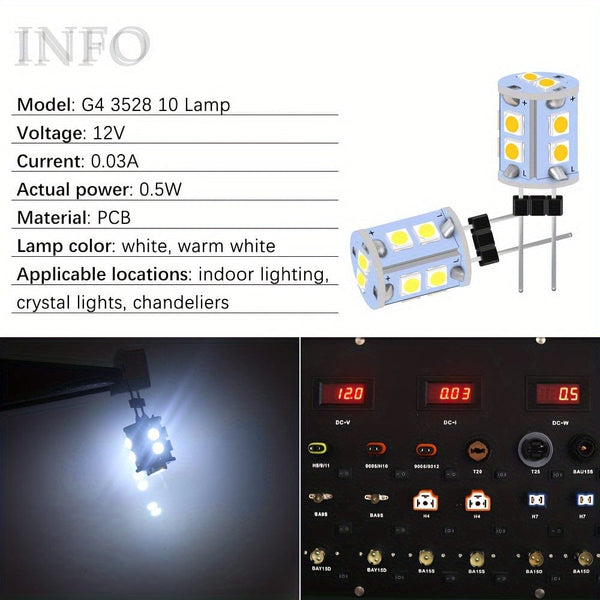 Planet Gates Warm White 6pcs X G4 12V DC 10 Smd Warm White Marine Boat Camper 1210/3528 RV Jayco Light Bulb Lamp 3000k