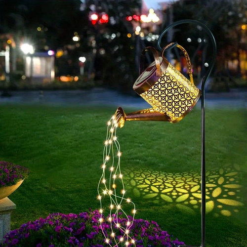 Planet Gates Warm White Light 1pc Solar Watering Can Light, Garden Decorations, Outdoor Shower Lights, Large Retro Metal Lantern Hanging Star Flashing LED Fairy Art Decorative Light, Halloween Decorations Lights Outdoor, For Outside Walkway Garden Patio