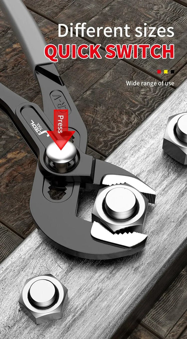 Planet Gates Water Pump Pliers Quick-Release Plumbing Pliers Pipe Wrench Adjustable Water Pipe Clamp Pliers Household Hand Tools Multi-functi